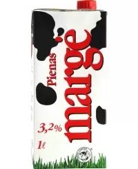 Pienas MARGĖ, 3.2% riebumo, 1 l