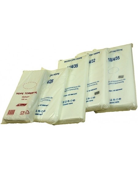 Pakavimo maišeliai 18/4x35cm, 1000vnt., HDPE