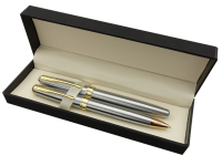 Rinkinys JAGUAR SILVER/GOLD, tušinukas + rašiklis, dovanų dėžutėje
