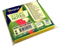 Lipnūs lapeliai FORPUS NEON, 75x75 mm, 80 lapelių, neoniniai geltoni