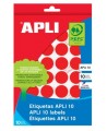 Ümmargused etiketikleebised APLI, 10 mm, 1008 kleebist, punased