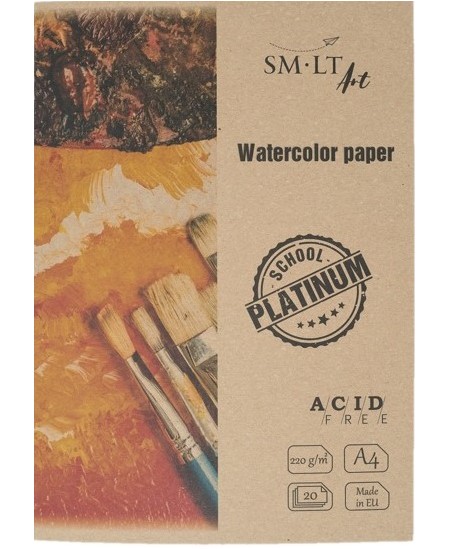 Akvarelinis popierius aplanke SM-LT Platinum, A4, 220 g/m2, 20 lapų