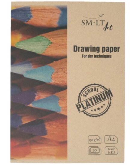 Piešimo popierius aplanke SM-LT Platinum, A4, 170 g/m2, 20 lapų
