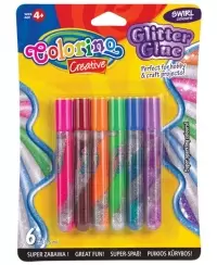 Spalvoti skysti klijai COLORINO Swirl, 6 blizgios spalvos
