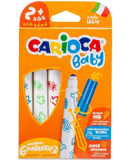 Flomasteriai mažyliams CARIOCA BABY SUPERWASHABLE, 6 spalvų