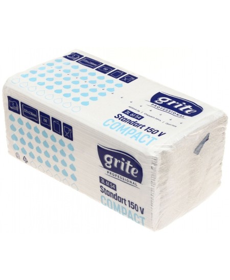 Lapiniai popieriniai rankšluosčiai GRITE Standart 150 V Compact, 1 pakelis