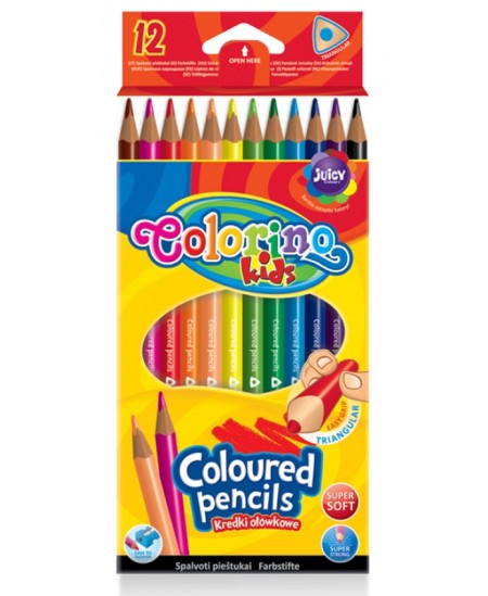 Spalvoti pieštukai COLORINO, tribriauniai, 12 spalvų