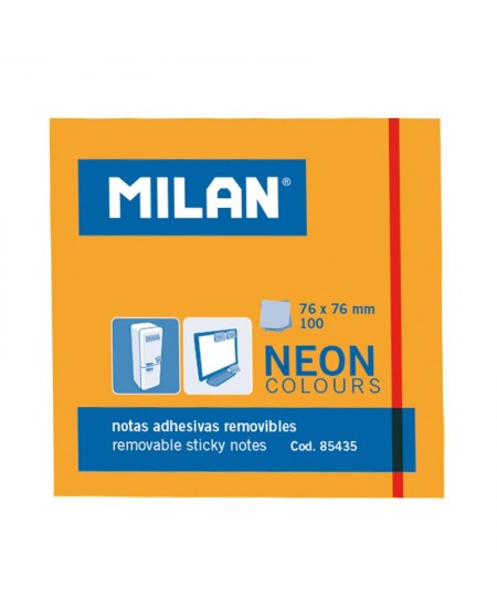 Märkmelehed MILAN, 76 x 76 mm, 100 lehte, neoonoranž