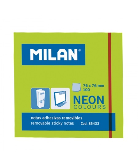 Märkmelehed MILAN, 76 x 76 mm, 100 lehte, neoonrohelised