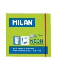 Lipnūs lapeliai MILAN, 76 x 76 mm, 100 lapelių, neoniniai žali