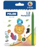 Plastikust värvilised kriidid MILAN, 12 värvi