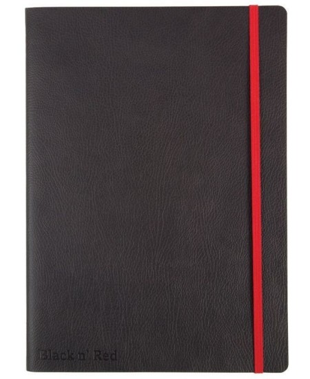 Užrašų knygelė OXFORD Black n´Red su gumele ir skirtuku, kietu viršeliu, A5, 72 lapų, linija, juoda
