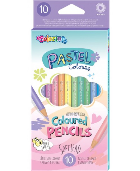 Värvilised pliiatsid COLORINO Pastel, 10 pastelset värvi