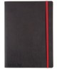 Märkmik OXFORD Black n´Red kummi ja järjehoidjaga, pehmekaaneline, B5, 72 lehte, jooneline, must