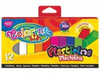 Plastilinas COLORINO, kvadratinis, 12 spalvų