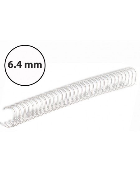 Metalinės įrišimo spiralės, 6,4mm (1/4\"), 100vnt., baltos sp.