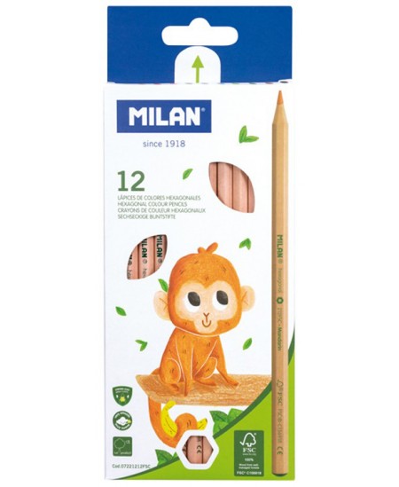 Värvilised pliiatsid MILAN FSC® sertifitseeritud puidust, 12 värvi