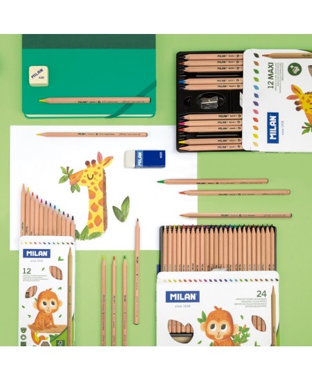 Värvilised pliiatsid MILAN FSC® sertifitseeritud puidust, 12 värvi