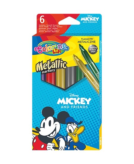 Blizgūs flomasteriai COLORINO Disney \"Peliukas Mikis\", 6 spalvos