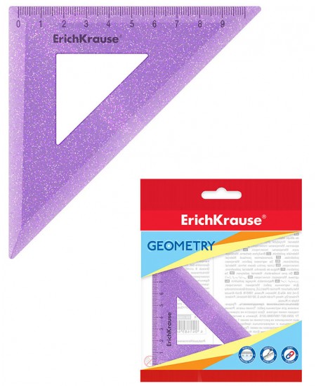 Trikampė liniuotė ERICH KRAUSE Standard Glitter, 45 laipsnių, 9 cm