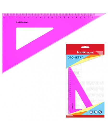 Trikampė liniuotė ERICH KRAUSE Neon, rožinė 60 laipsnių, 22 cm