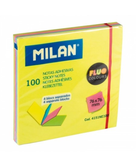 Lipnūs lapeliai MILAN CHAMELEON, 76 x 76 mm, 100 lapelių, spalvoti