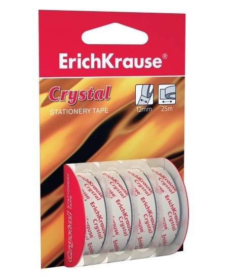 Läbipaistev kleeplint ERICH KRAUSE Crystal, 12 mm x 33 m, 4 rulli