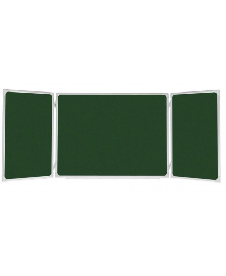 Kreidinė magnetinė, trijų dalių, pakabinama lenta 2x3, 120x90/240 cm, aliuminio rėmas, žalia