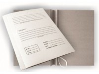 Kartoninis aplankas su raišteliais ir spec. spauda SM-LT, 20 mm, 300 g/m2, A4, baltas