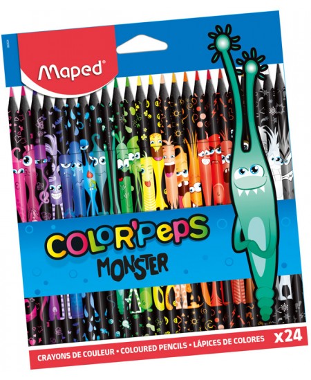 Värvilised pliiatsid MAPED Black Monster, 24 värvi