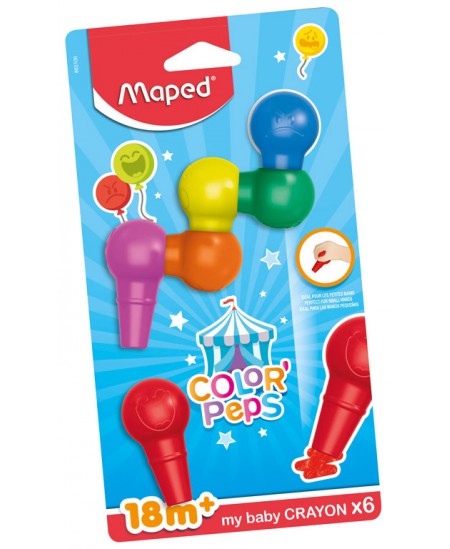 Kreidelės MAPED Color Peps, mažyliams, 6 spalvos