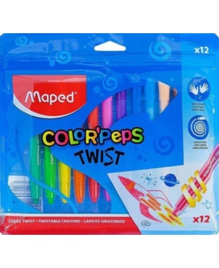 Vaškinės kreidelės MAPED Color Peps, 12 spalvų