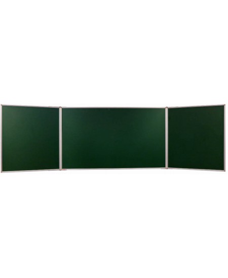 Kreidinė magnetinė trijų dalių lenta 2X3, 300x150/1000 cm, aliuminio rėmas, žalia