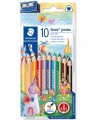 Värvilised pliiatsid STAEDTLER Noris jumbo 128, teritajaga, 10 värvi