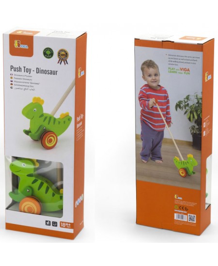 Puidust lükatav mänguasi VIGA Dinosaurus