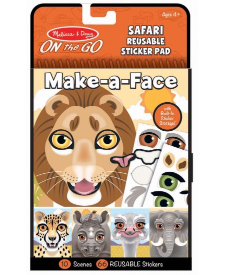 Korduvkasutatavate kleebiste komplekt MELISSA &amp; DOUG Make a Face Safari