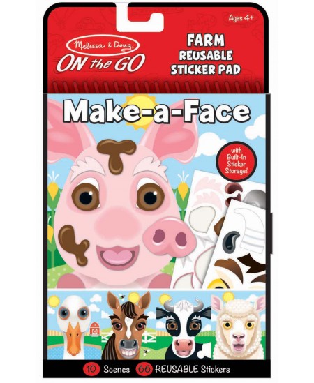 Korduvkasutatavate kleebiste komplekt MELISSA & DOUG Make a Face Farm