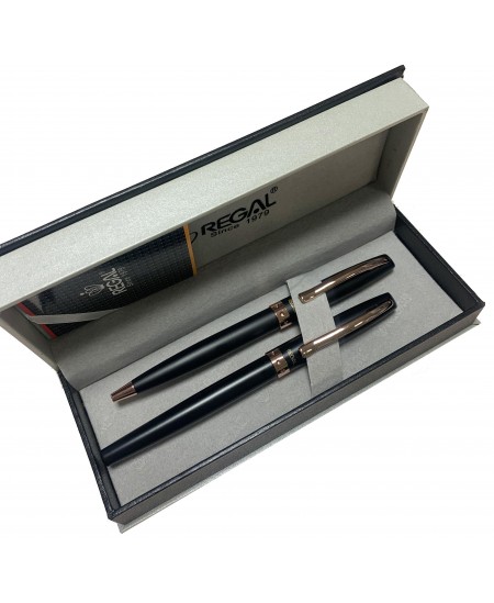 Pastapliiatsite komplekt karbis REGAL, musta värvi, lakitud korpus