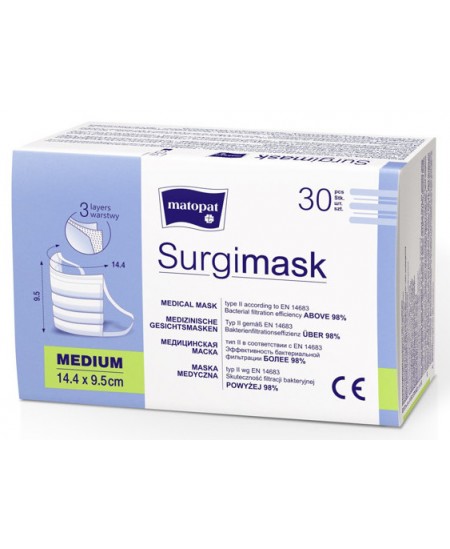 Ühekordsed II tüüpi meditsiinilised laste näomaskid, laia kummiga, 30 tk