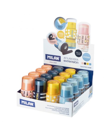 Kustutuskumm kaitseümbrise ja teritajaga MILAN EXTENSION Swims