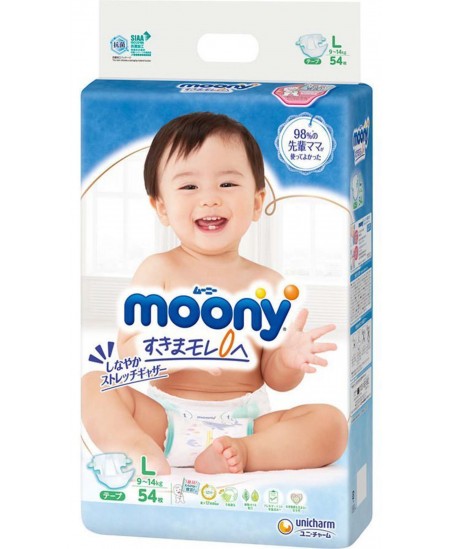 Mähkmed MOONY, L suurus, 9-14 kg, 54 tk.