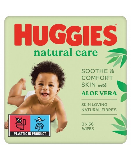 Niisked salvrätikud HUGGIES Natural Care 2+1, 168 tk.