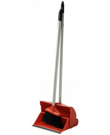 Prügikühvel kaanega ja hari PROFI, pikk vars, erinevad värvid