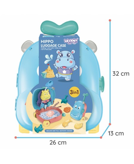 Vee ja liiva komplekt-kohver 3 in 1 WOOPIE Jõehobuke