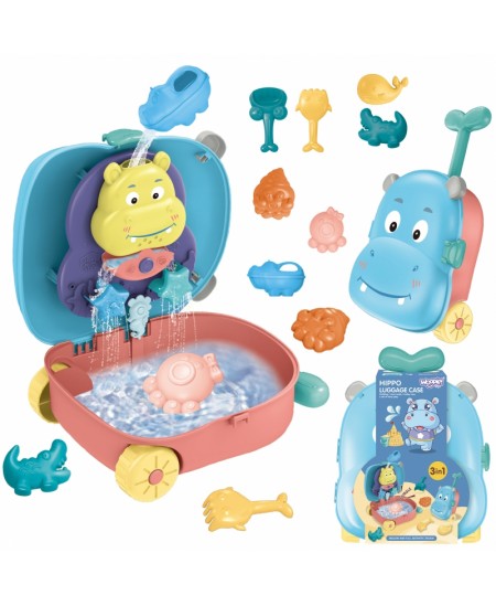 Vee ja liiva komplekt-kohver 3 in 1 WOOPIE Jõehobuke