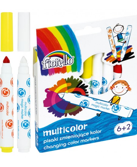 Värvimuutvad viltpliiatsid FIORELLO Multicolor GR-F166, 6 värvi + 2 värvimuutjat