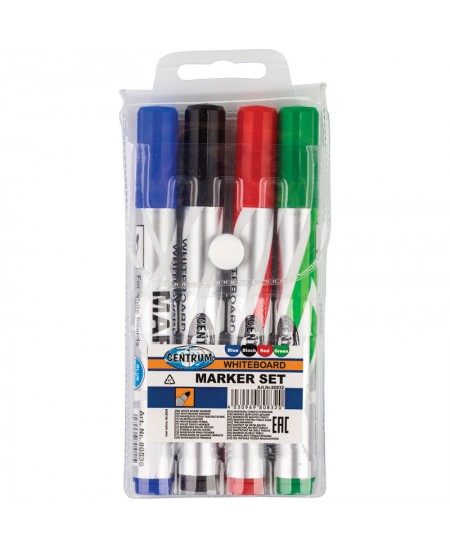 Tahvlimarkerite komplekt valgele tahvlile ja märkmikele CENTRUM, 4 värvi
