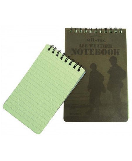 Märkmik MIL-TEC, 100x150 mm, 48 lehte, veekindel, vooderdatud, spiraal ülaosas