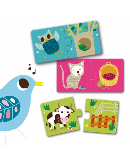 Topeltpusle kõige väiksematele DJECO Kes kus elab, 20 osa