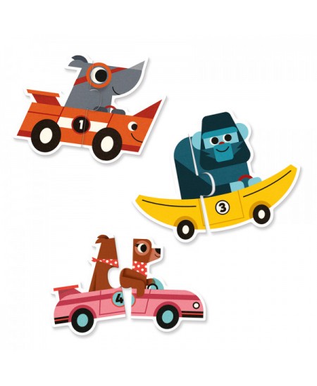 Topeltpusle väikelastele DJECO Sportautod, 20 osa